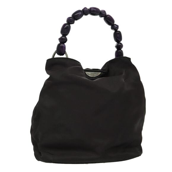 DIOR Maris Pearl Hand Bag Nylon Purple Silver - Picture 1 of 13